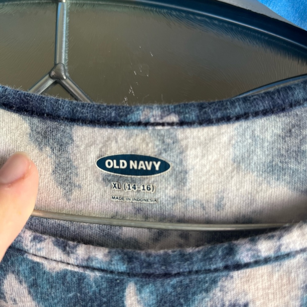 Old Navy Blue and White Tie-Dye Shirt